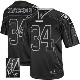 Raiders #34 Bo Jackson Lights Out Black Men's Stitched NFL Elite Autographed Jersey
