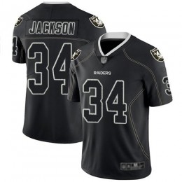 Raiders #34 Bo Jackson Lights Out Black Men's Stitched NFL Limited Rush Jersey