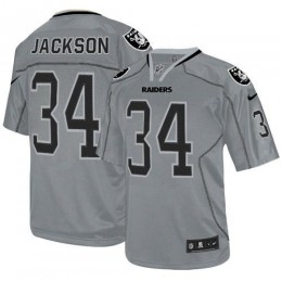 Raiders #34 Bo Jackson Lights Out Grey Men's Stitched NFL Elite Jersey