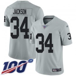 Raiders #34 Bo Jackson Silver Men's Stitched NFL Limited Inverted Legend 100th Season Jersey