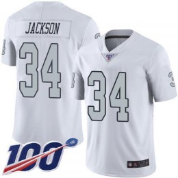 Raiders #34 Bo Jackson White Men's Stitched NFL Limited Rush 100th Season Jersey