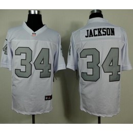 Raiders #34 Bo Jackson White Silver No. Men's Stitched NFL Elite Jersey