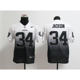 Raiders #34 Bo Jackson White/Black Men's Stitched NFL Elite Fadeaway Fashion Jersey