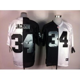 Raiders #34 Bo Jackson White/Black Men's Stitched NFL Elite Split Jersey