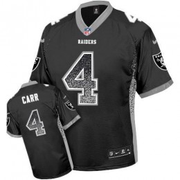 Raiders #4 Derek Carr Black Men's Stitched NFL Elite Drift Fashion Jersey