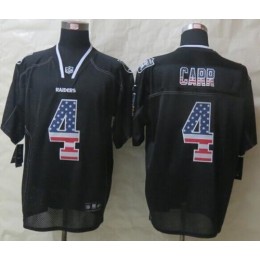 Raiders #4 Derek Carr Black Men's Stitched NFL Elite USA Flag Fashion Jersey