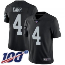 Raiders #4 Derek Carr Black Team Color Men's Stitched NFL 100th Season Vapor Limited Jersey