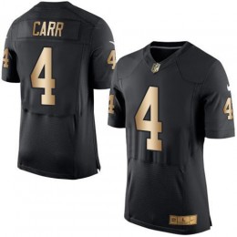 Raiders #4 Derek Carr Black Team Color Men's Stitched NFL New Elite Gold Jersey
