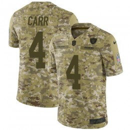 Raiders #4 Derek Carr Camo Men's Stitched NFL Limited 2018 Salute To Service Jersey