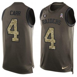 Raiders #4 Derek Carr Green Men's Stitched NFL Limited Salute To Service Tank Top Jersey