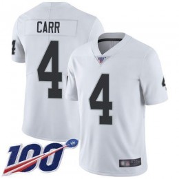 Raiders #4 Derek Carr White Men's Stitched NFL 100th Season Vapor Limited Jersey