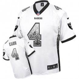 Raiders #4 Derek Carr White Men's Stitched NFL Elite Drift Fashion Jersey