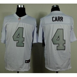 Raiders #4 Derek Carr White Silver No. Men's Stitched NFL Elite Jersey