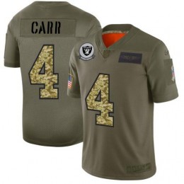 Raiders #4 Derek Carr Men's 2019 Olive Camo Salute To Service Limited NFL Jersey