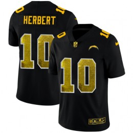 Los Angeles Chargers #10 Justin Herbert Men's Black Golden Sequin Vapor Limited NFL Jersey