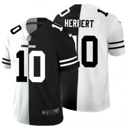 Los Angeles Chargers #10 Justin Herbert Men's Black V White Peace Split Vapor Untouchable Limited NFL Jersey