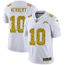 Los Angeles Chargers #10 Justin Herbert Men's Flocked Leopard Print Vapor Limited NFL Jersey White