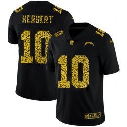 Los Angeles Chargers #10 Justin Herbert Men's Leopard Print Fashion Vapor Limited NFL Jersey Black