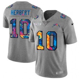 Los Angeles Chargers #10 Justin Herbert Men's Multi-Color 2020 NFL Crucial Catch NFL Jersey Greyheather