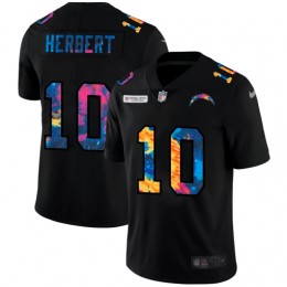 Los Angeles Chargers #10 Justin Herbert Men's Multi-Color Black 2020 NFL Crucial Catch Vapor Untouchable Limited Jersey