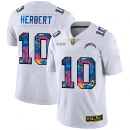 Los Angeles Chargers #10 Justin Herbert Men's White Multi-Color 2020 NFL Crucial Catch Limited NFL Jersey