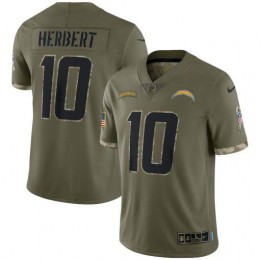 Los Angeles Chargers #10 Justin Herbert Men's 2022 Salute To Service Limited Jersey – Olive
