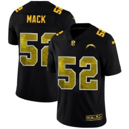 Los Angeles Chargers #52 Khalil Mack Men's Black Golden Sequin Vapor Limited NFL Jersey
