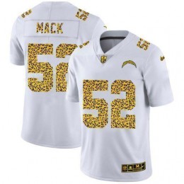Los Angeles Chargers #52 Khalil Mack Men's Flocked Leopard Print Vapor Limited NFL Jersey White