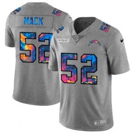 Los Angeles Chargers #52 Khalil Mack Men's Multi-Color 2020 NFL Crucial Catch NFL Jersey Greyheather