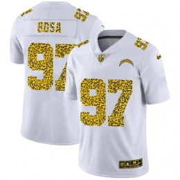 Los Angeles Chargers #97 Joey Bosa Men's Flocked Leopard Print Vapor Limited NFL Jersey White