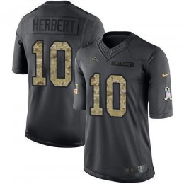 Chargers #10 Justin Herbert Black Men's Stitched NFL Limited 2016 Salute To Service Jersey