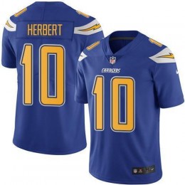 Chargers #10 Justin Herbert Electric Blue Men's Stitched NFL Limited Rush Jersey
