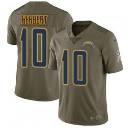 Chargers #10 Justin Herbert Olive Men's Stitched NFL Limited 2017 Salute To Service Jersey