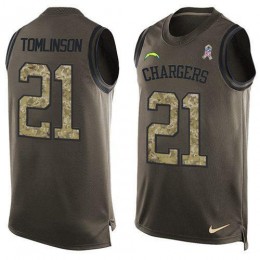 Chargers #21 LaDainian Tomlinson Green Men's Stitched NFL Limited Salute To Service Tank Top Jersey