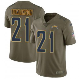 Chargers #21 LaDainian Tomlinson Olive Men's Stitched NFL Limited 2017 Salute To Service Jersey