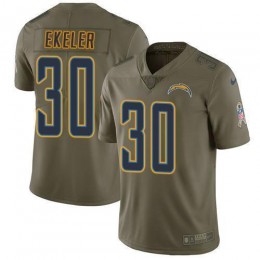 Chargers #30 Austin Ekeler Olive Men's Stitched NFL Limited 2017 Salute To Service Jersey
