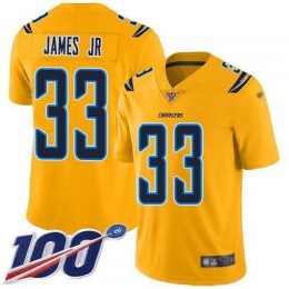 Chargers #33 Derwin James Jr Gold Men's Stitched NFL Limited Inverted Legend 100th Season Jersey