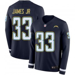 Chargers #33 Derwin James Jr Navy Blue Team Color Men's Stitched NFL Limited Therma Long Sleeve Jersey