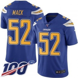 Chargers #52 Khalil Mack Electric Blue Men's Stitched NFL Limited Rush 100th Season Jersey