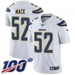 Chargers #52 Khalil Mack White Men's Stitched NFL 100th Season Vapor Limited Jersey