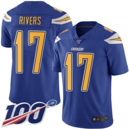 Los Angeles Chargers #17 Philip Rivers Electric Blue Men's Stitched NFL Limited Rush 100th Season Jersey