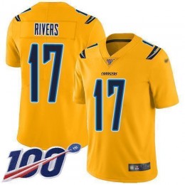 Los Angeles Chargers #17 Philip Rivers Gold Men's Stitched NFL Limited Inverted Legend 100th Season Jersey