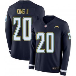 Los Angeles Chargers #20 Desmond King II Navy Blue Team Color Men's Stitched NFL Limited Therma Long Sleeve Jersey