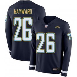 Los Angeles Chargers #26 Casey Hayward Navy Blue Team Color Men's Stitched NFL Limited Therma Long Sleeve Jersey