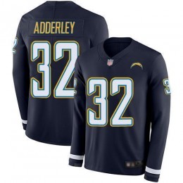 Los Angeles Chargers #32 Nasir Adderley Navy Blue Team Color Men's Stitched NFL Limited Therma Long Sleeve Jersey