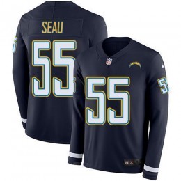 Los Angeles Chargers #55 Junior Seau Navy Blue Team Color Men's Stitched NFL Limited Therma Long Sleeve Jersey
