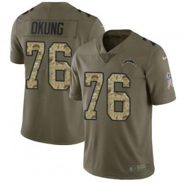 Los Angeles Chargers #76 Russell Okung Olive/Camo Men's Stitched NFL Limited 2017 Salute To Service Jersey