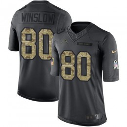 Los Angeles Chargers #80 Kellen Winslow Black Men's Stitched NFL Limited 2016 Salute to Service Jersey