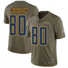 Los Angeles Chargers #80 Kellen Winslow Olive Men's Stitched NFL Limited 2017 Salute to Service Jersey