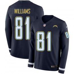 Los Angeles Chargers #81 Mike Williams Navy Blue Team Color Men's Stitched NFL Limited Therma Long Sleeve Jersey